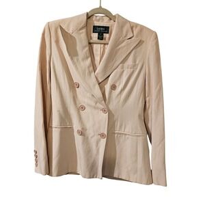 Vintage Lauren Ralph Lauren Blush Pink Silk‎ Linen Double Breasted Blazer Size 4